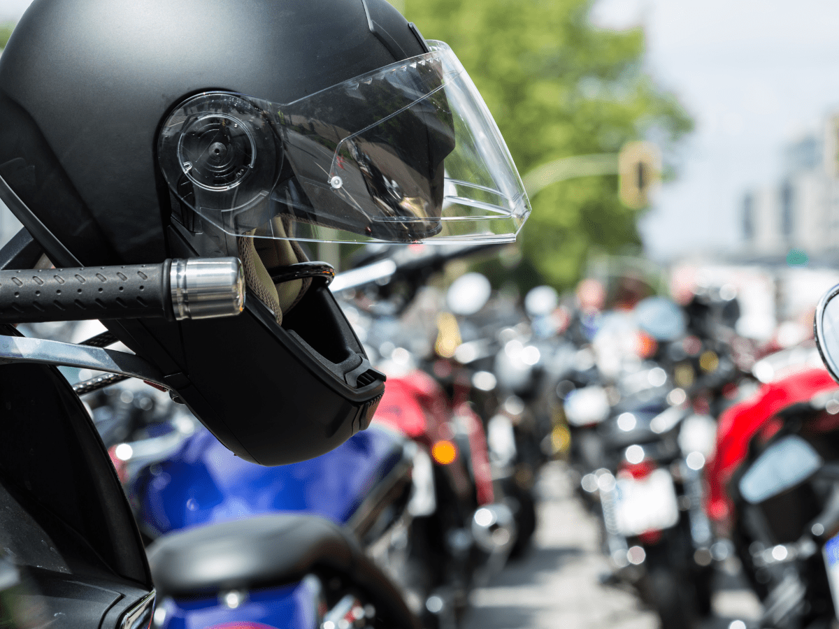 helmet on a motorcycle
