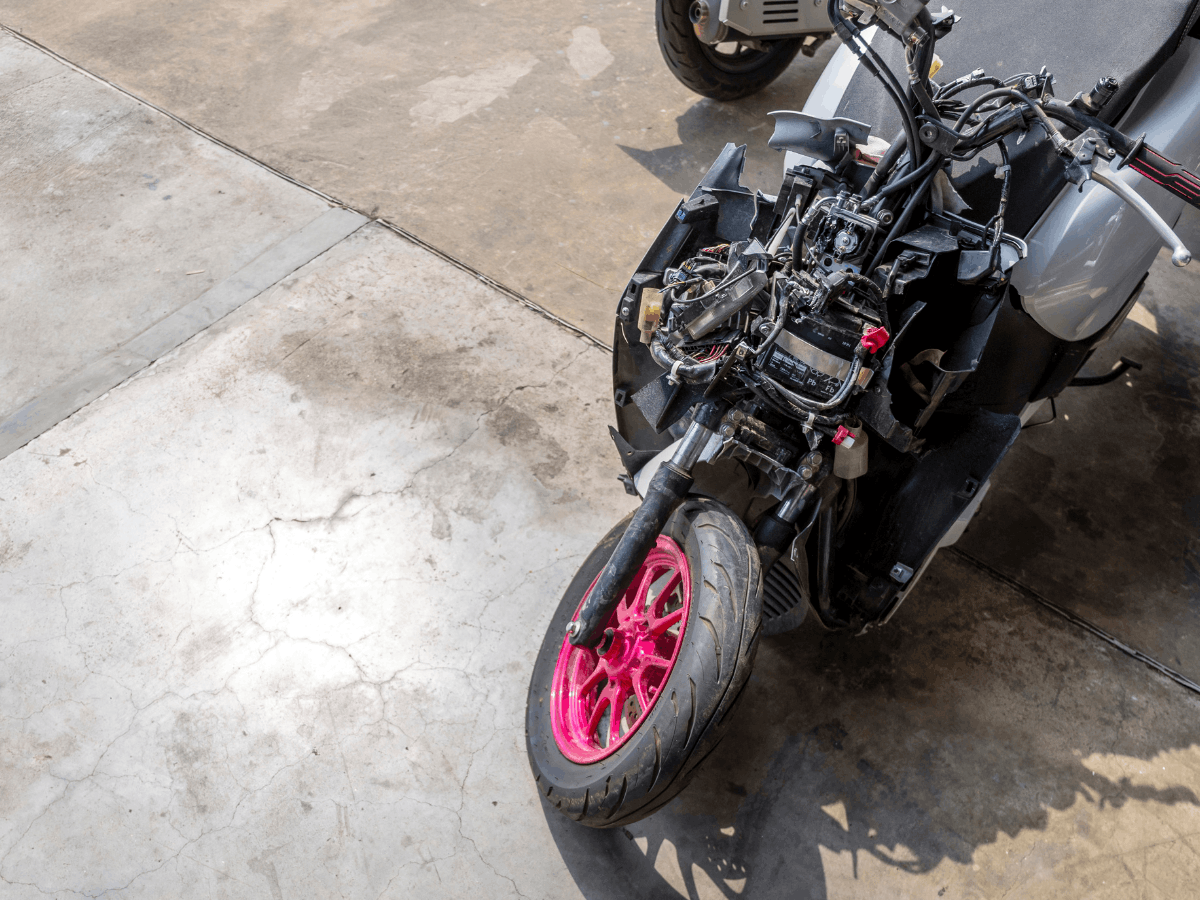 damaged motorcycle from a wreck